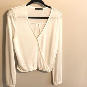 Black Tape Long Sleeve Off White Top